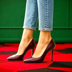 Charles Jourdan France Vintage 80's Leather Pump Heels Burgundy